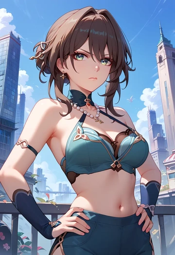 star rail,ruan mei,halter top,track pants  - AI generated anime art